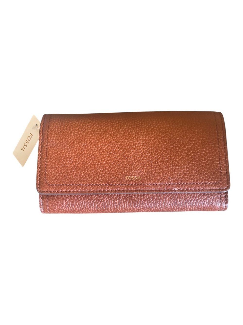 Fossil Tan Pebbled Leather Logan RFID Continental Wallet NWT